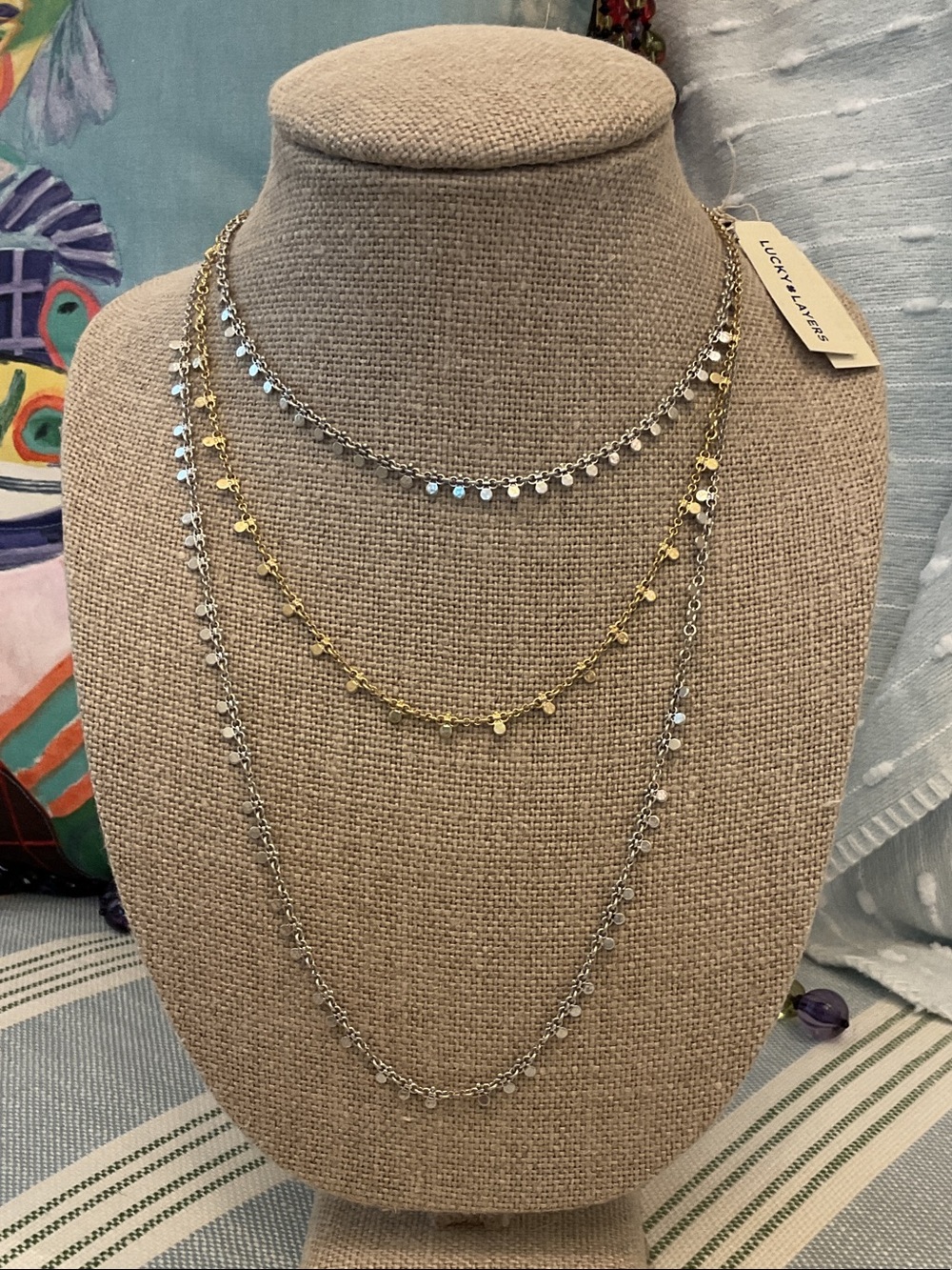 Lucky Brand Gold & Silver Layered Disc Necklace